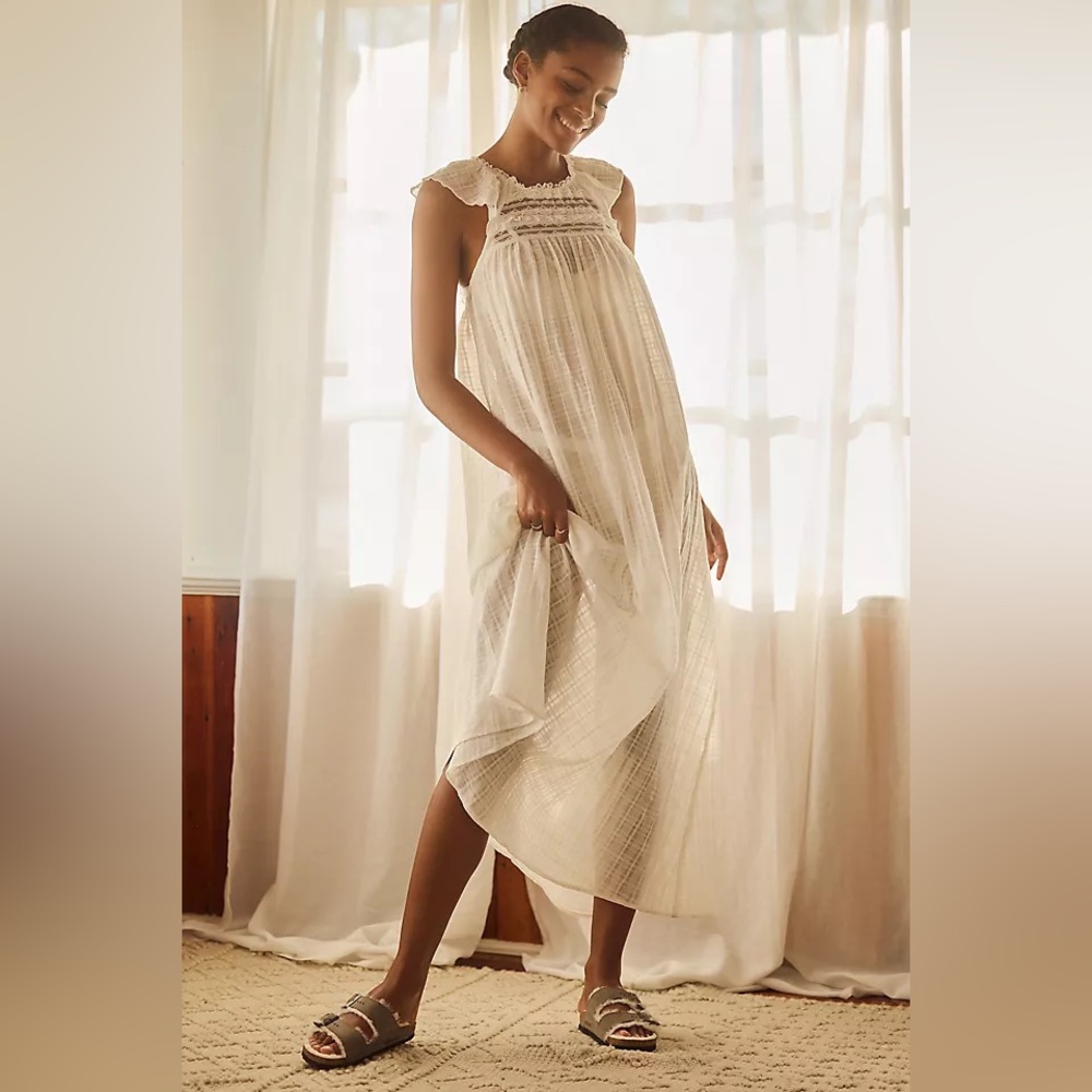 NEW ANTHROPOLOGIE LACE PAJAMA DRESS M